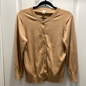 J. Crew Tan Cardigan Sweater Classic Knit